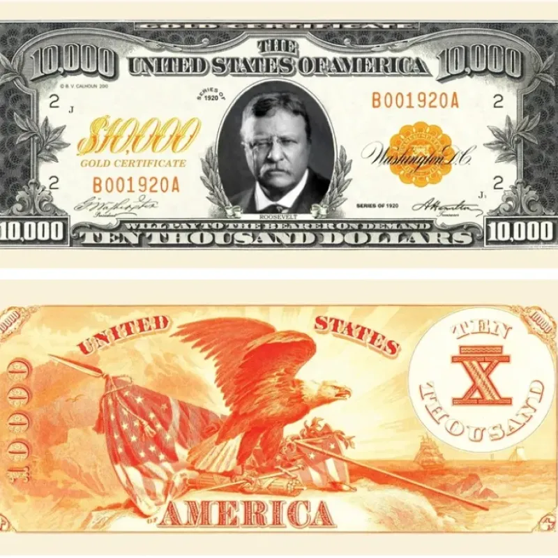 Egpull<1000 - $10,000.00 Ten Thousand Dollar Gold Certificate Novelty Bill Play Money - Miniature Marvels: Airplane Models & Painted Dice