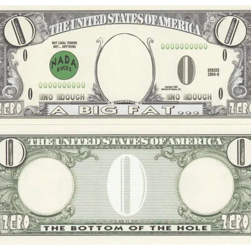 Egpull<1000 - ZERO 0.00 Dollar Worthless Novelty Fake Play Bills - funny gag prank joke - Miniature Marvels: Airplane Models & Painted Dice