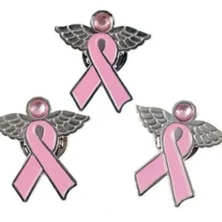 Egpull<120 Angel Pins with Wings ~ Pink Ribbon Breast Cancer Awareness Cure Charm Set - Miniature Marvels: Airplane Models & Painted Dice