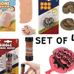 Egpull<4 Assorted Gag Joke Prank Gifts - Whoopee, Bone Cracker, Dog Poop, Giggle Noise - Miniature Marvels: Airplane Models & Painted Dice