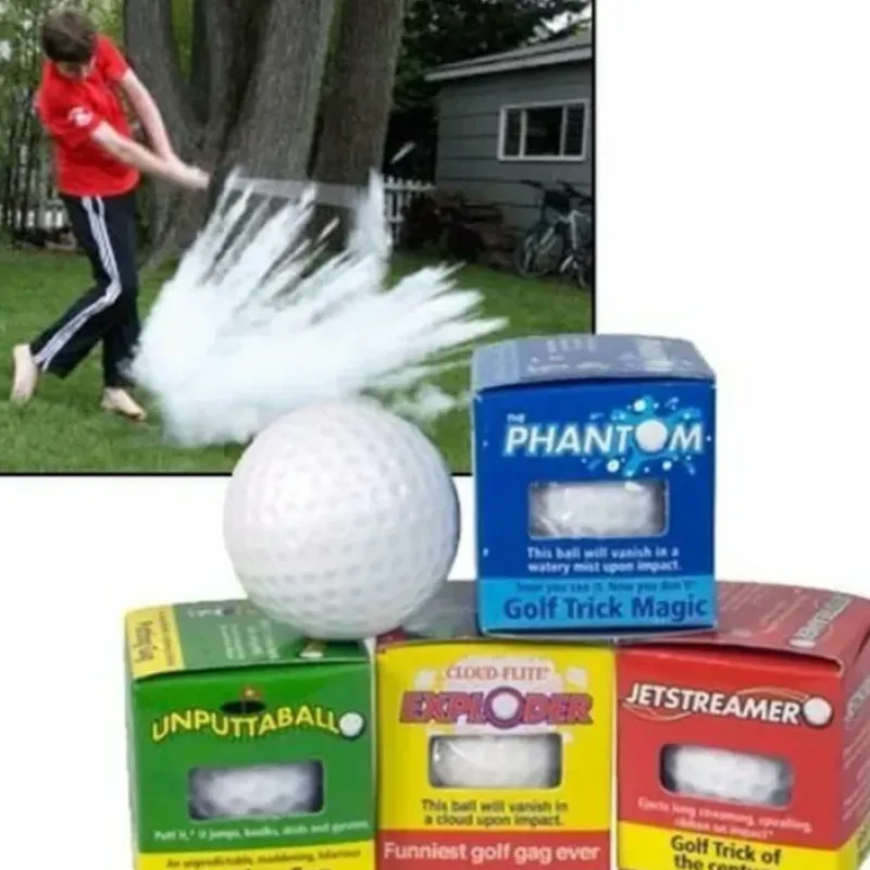 Egpull<4 Assorted Trick Prank Golf Balls ~ Exploding,Wobble,Mist,Streamer (1 of each) - Miniature Marvels: Airplane Models & Painted Dice