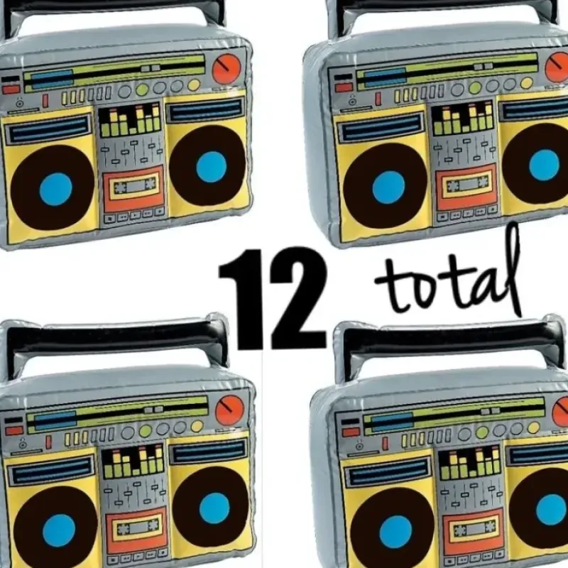 Egpull<12 BOOM BOX RADIO Inflatable Blow Up Speakers - 80's Music Party Toy (1 dz) - Miniature Marvels: Airplane Models & Painted Dice