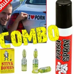 Egpull<1 Box of 3 Stink Bombs + 1 Fart Spray Can + 1 "I love Porn Magnet" Prank Car Magnet - Miniature Marvels: Airplane Models & Painted Dice