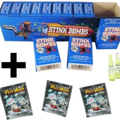 Egpull<1 Case of 36 Glass Stink Bombs + 3 Fart Bomb Bags ~ Combo Set - Miniature Marvels: Airplane Models & Painted Dice