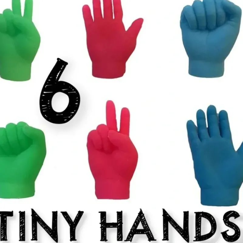 Egpull<6 COLOR Tiny Hand Finger Trick Realistic Soft Puppet Mini GaG Rock Paper Scissor - Miniature Marvels: Airplane Models & Painted Dice