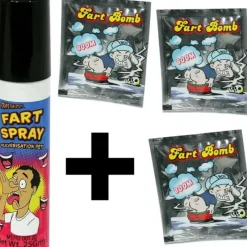 Egpull<1 Fart Spray Can + 3 Fart Bombs - Combo Gag Prank Set - Miniature Marvels: Airplane Models & Painted Dice