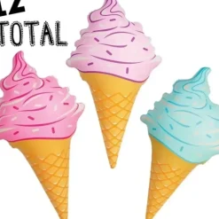 Egpull<12 Ice Cream Cone Inflatable ~ HUGE 3 FEET ~ Party Supplies Wholesale Set (1 dz) - Miniature Marvels: Airplane Models & Painted Dice