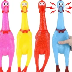 Egpull<4 LARGE COLOR 16" RUBBER CHICKEN SQUEAK Screaming Sound Squeeze Dog Toy Novelty - Miniature Marvels: Airplane Models & Painted Dice