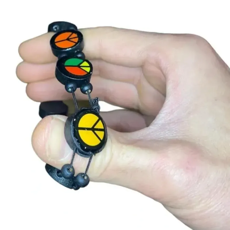 Egpull<12 Peace Sign Wood Wristbands - Stretch Bracelets - Assorted Colors - Miniature Marvels: Airplane Models & Painted Dice