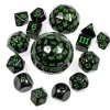 Shop All*15 Piece Dice set - Black with Green Numbers - Miniature Marvels: Airplane Models & Painted Dice