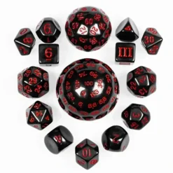 Shop All*15 Piece Set - Black with Red Numbers - Miniature Marvels: Airplane Models & Painted Dice
