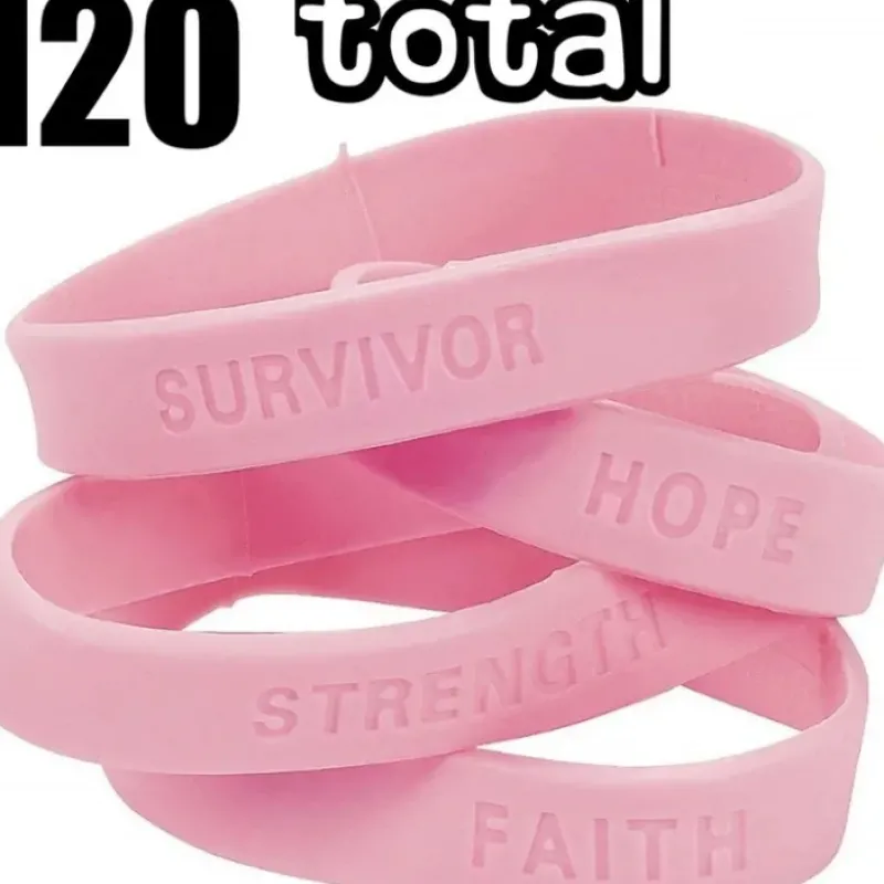 Egpull<120 Pink Breast Cancer Awareness Cure Bracelets - wholesale lot - Miniature Marvels: Airplane Models & Painted Dice
