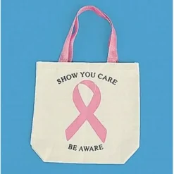 Egpull<12 Pink Ribbon Breast Cancer Awareness Canvas Tote Bags ~ (1 dozen) - Miniature Marvels: Airplane Models & Painted Dice