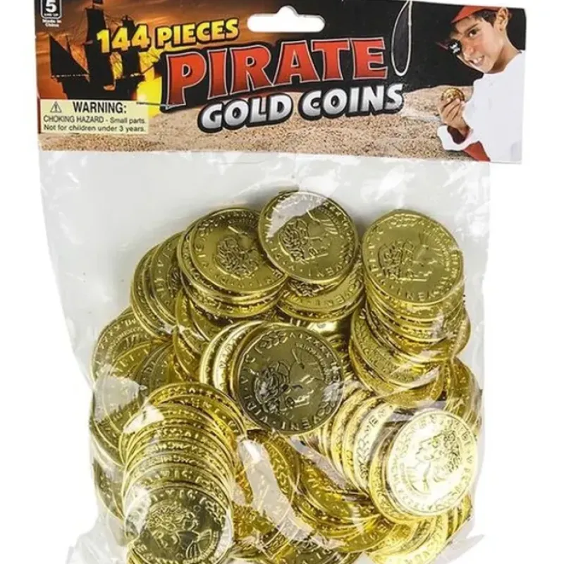 Egpull<144 Plastic Gold Coins Pirate Treasure Chest Play Money Birthday Party Favors - Miniature Marvels: Airplane Models & Painted Dice