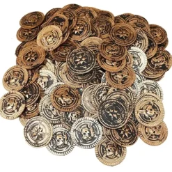 Egpull<144 Plastic Rustic Vintage Brass Gold Coins Pirate Treasure Chest Money Party Favors - Miniature Marvels: Airplane Models & Painted Dice