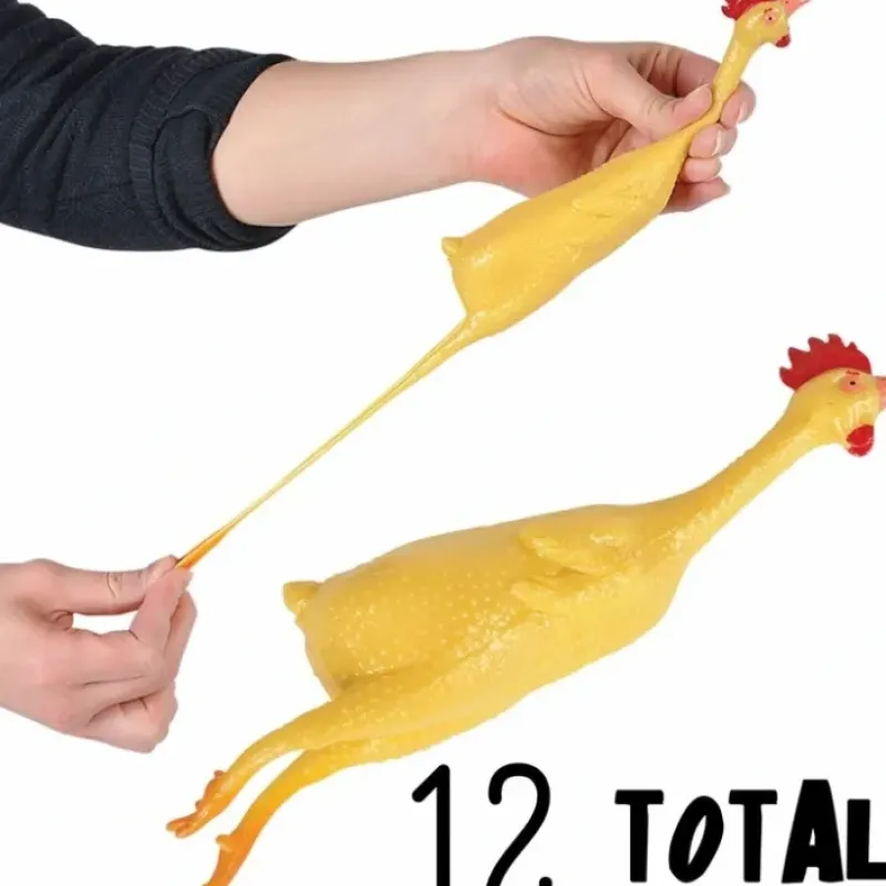 Egpull<12 Stretch Rubber Chickens 8" GaG Stretchable Squeeze Stress Relief Party Toy - Miniature Marvels: Airplane Models & Painted Dice