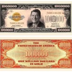 Egpull<1000 "Thanks A Million" Ronald Reagan Dollar Gold Certificate Banknote Bills - Miniature Marvels: Airplane Models & Painted Dice