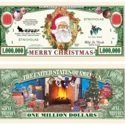Egpull<100 TOTAL - Million Dollar Santa Claus Dollar Merry Christmas Holiday Gift Bills - Miniature Marvels: Airplane Models & Painted Dice
