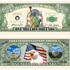 Egpull<100 TOTAL One Million Dollar Color Statue Liberty Money Bills Party Fake Novelty - Miniature Marvels: Airplane Models & Painted Dice