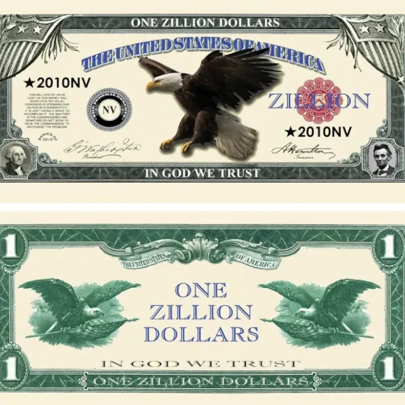 Egpull<100 TOTAL Zillion Dollar Eagle Money Bills Party Novelty Fake Game Casino Poker - Miniature Marvels: Airplane Models & Painted Dice