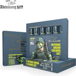 Paint<Abteilung 502: Intense Green Colors Set LTG AK-ABT1166 - Miniature Marvels: Airplane Models & Painted Dice