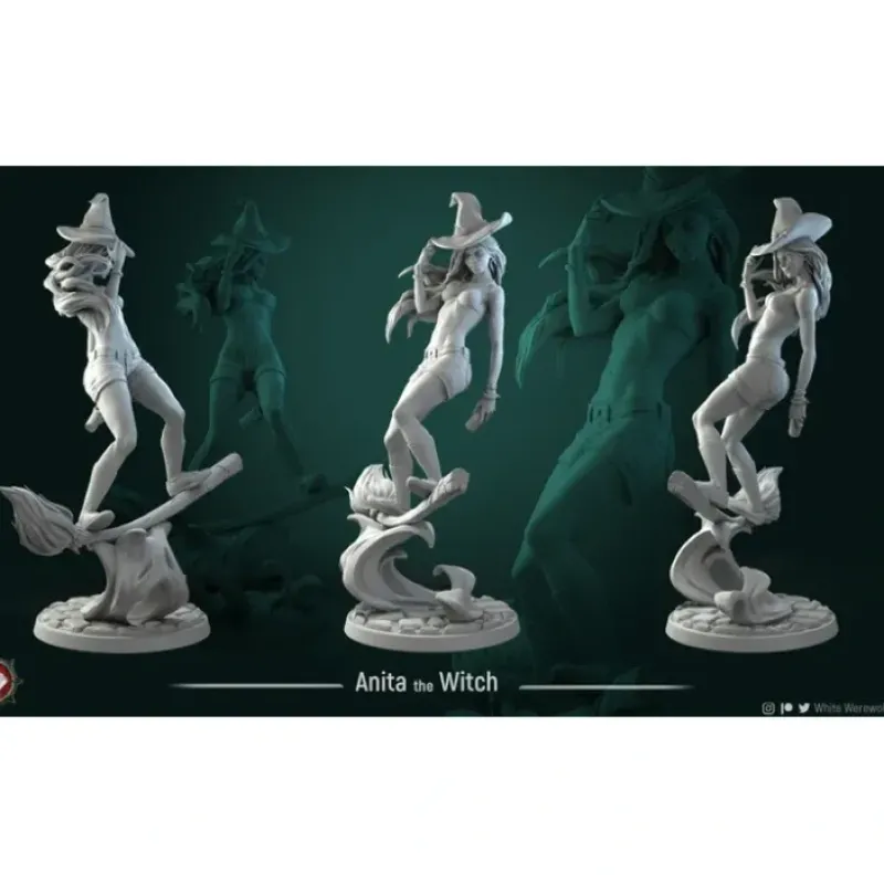 Miniature<Anita the Young Witch, 32mm - Miniature Marvels: Airplane Models & Painted Dice