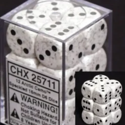 Dice<Arctic Camo: Speckled 12d6 16mm Dice Set CHX 25711 - Miniature Marvels: Airplane Models & Painted Dice