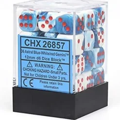 Dice<Astral Blue-White / Red: Gemini 36d6 12mm Dice Block CHX 26857 - Miniature Marvels: Airplane Models & Painted Dice