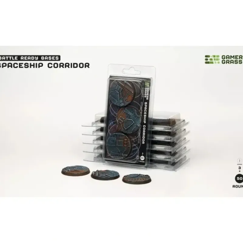 Shop All*Battle Ready Bases - Spaceship Corridor: Round 50mm (x3) LTG GSG-GGB-SPR50 - Miniature Marvels: Airplane Models & Painted Dice