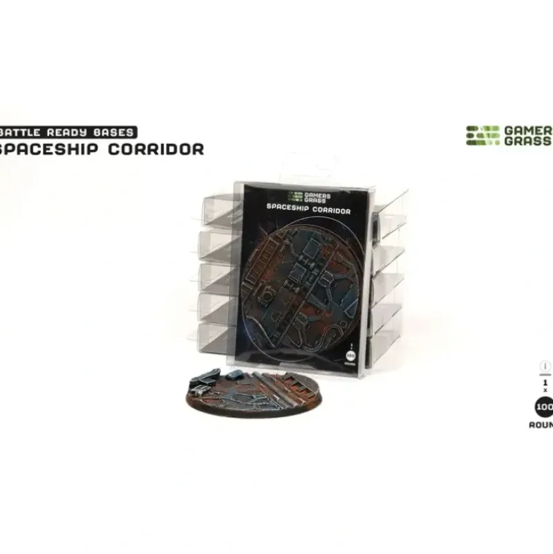 Shop All*Battle Ready Bases - Spaceship Corridor: Round 100mm (x1) LTG GSG-GGB-SPR100 - Miniature Marvels: Airplane Models & Painted Dice