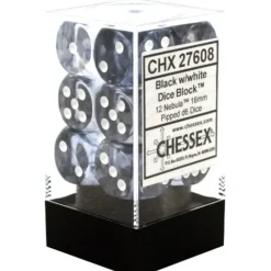 Dice<Black / White: Nebula 12d6 16mm Dice Set CHX 27608 - Miniature Marvels: Airplane Models & Painted Dice