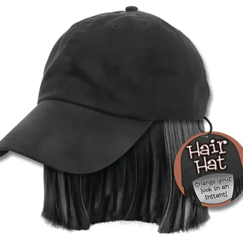 Egpull<Black Hair Hat Combo ~ Halloween Wig Prop Costume - One size fits all! - Miniature Marvels: Airplane Models & Painted Dice