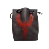 Shop All*Black Leather Lite Phoenix Design Self-Standing Large Dice Bag ERD 554 - Miniature Marvels: Airplane Models & Painted Dice