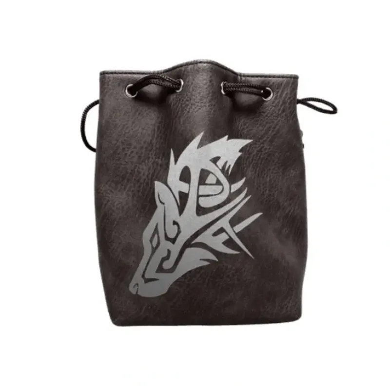 Shop All*Black Leather Lite Wolf Design Self-Standing Large Dice Bag ERD 548 - Miniature Marvels: Airplane Models & Painted Dice