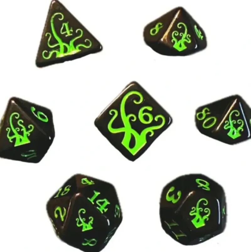 Shop All*Black Oak Workshop - Tentacles - Ichor Slime 7 Set of Dice - Miniature Marvels: Airplane Models & Painted Dice