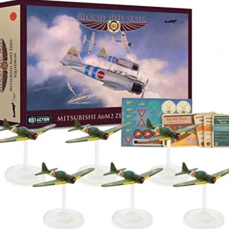 Shop All*Blood Red Skies - Imperial Japan: Mitsubishi A6M2 Zero Squadron - Miniature Marvels: Airplane Models & Painted Dice