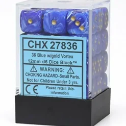 Dice<Blue / Gold: Vortex 36d6 12mm Dice Block CHX 27836 - Miniature Marvels: Airplane Models & Painted Dice