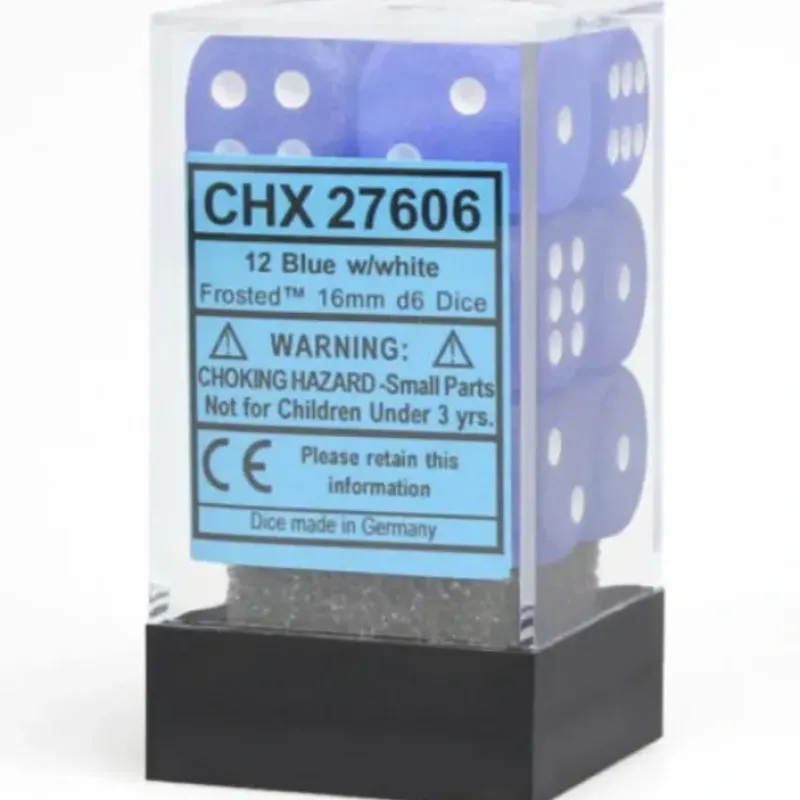 Dice<Blue / White: Frosted 12d6 16mm Dice Set CHX 27606 - Miniature Marvels: Airplane Models & Painted Dice