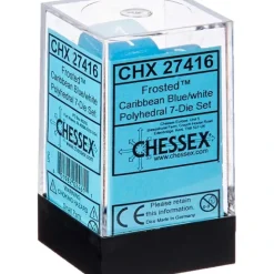 Dice<Blue / White: Frosted Polyhedral Dice Set (7's) CHX 27416 - Miniature Marvels: Airplane Models & Painted Dice