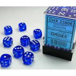 Dice<Blue / White: Translucent 36d6 12mm Dice Block CHX 23806 - Miniature Marvels: Airplane Models & Painted Dice
