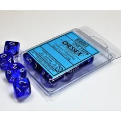 Dice<Blue / White: Translucent d10 Dice Set (10's) CHX 23276 - Miniature Marvels: Airplane Models & Painted Dice