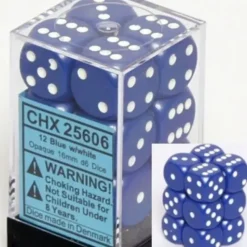 Dice<Blue with White: Opaque 12d6 16mm Dice Set CHX 25606 - Miniature Marvels: Airplane Models & Painted Dice