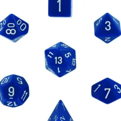 Dice<Blue with White: Opaque Polyhedral Dice Set (7's) CHX 25406 - Miniature Marvels: Airplane Models & Painted Dice