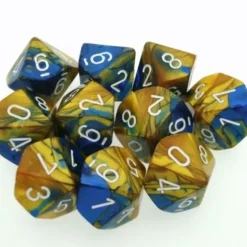 Dice<Blue-Gold / White: Gemini d10 Dice Set (10's) CHX 26222 - Miniature Marvels: Airplane Models & Painted Dice