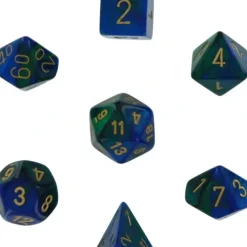 Dice<Blue-Green / Gold: Gemini Polyhedral Dice Set (7's) CHX 26436 - Miniature Marvels: Airplane Models & Painted Dice