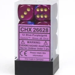 Dice<Blue-Purple / Gold: Gemini 12d6 16mm Dice Block CHX 26628 - Miniature Marvels: Airplane Models & Painted Dice