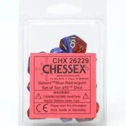 Dice<Blue-Red / Gold: Gemini d10 Dice Set (10's) CHX 26229 - Miniature Marvels: Airplane Models & Painted Dice