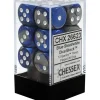 Dice<Blue-Steel / White: Gemini 12d6 16mm Dice Set CHX 26623 - Miniature Marvels: Airplane Models & Painted Dice
