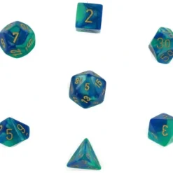 Dice<Blue-Teal / Gold: Gemini Polyhedral Dice Set (7's) CHX 26459 - Miniature Marvels: Airplane Models & Painted Dice