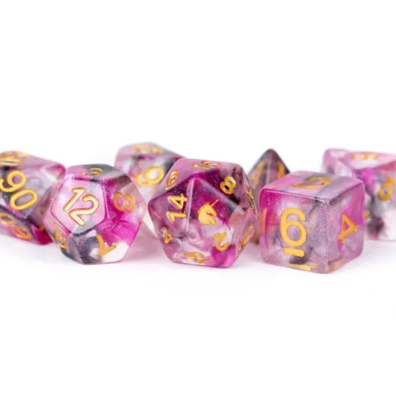 Dice<Blushing Steel 16mm Poly Dice Set MET 705 - Miniature Marvels: Airplane Models & Painted Dice